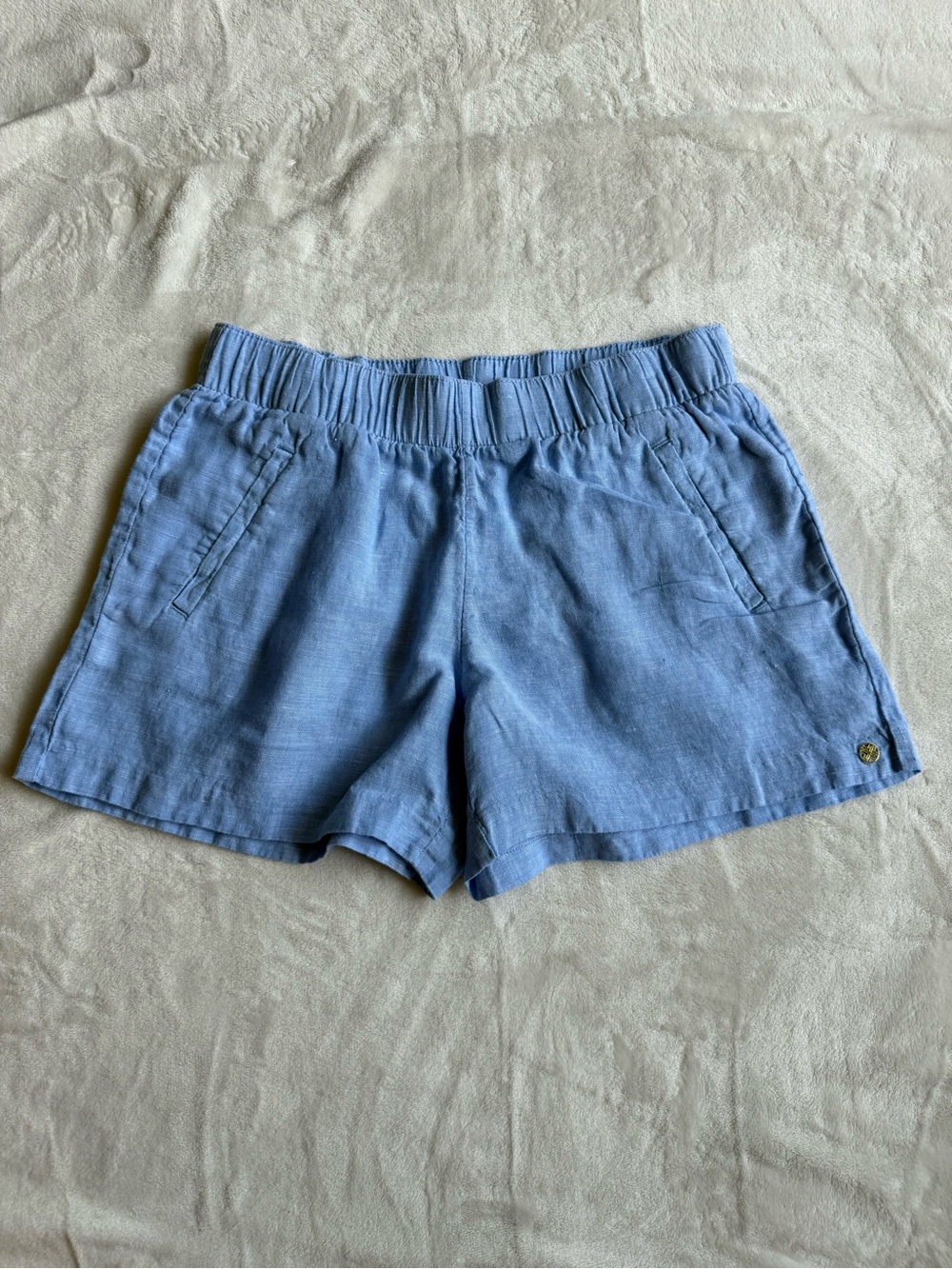 Lilly Pulitzer Light Blue Linen Elastic-Waist Shorts - Picture 2 of 10